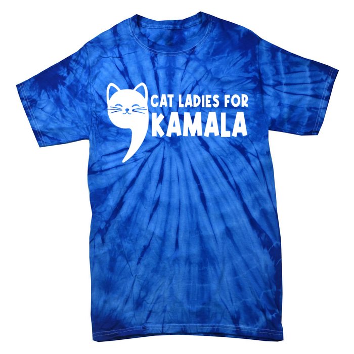 Vintage Cat Ladies For Kamala Comma La Funny Kamalaharris Gift Tie-Dye T-Shirt