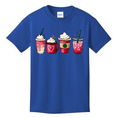 Valentine Coffee Lover Heart Latte Iced Coffee Valentine Day Kids T-Shirt