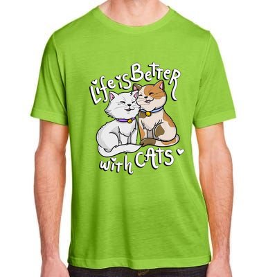 ValentineS Cat Lover Life Is Better With Cats MotherS Day Adult ChromaSoft Performance T-Shirt