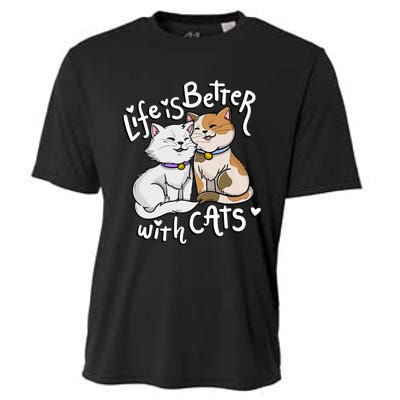 ValentineS Cat Lover Life Is Better With Cats MotherS Day Cooling Performance Crew T-Shirt