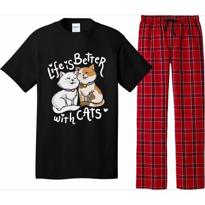 ValentineS Cat Lover Life Is Better With Cats MotherS Day Pajama Set