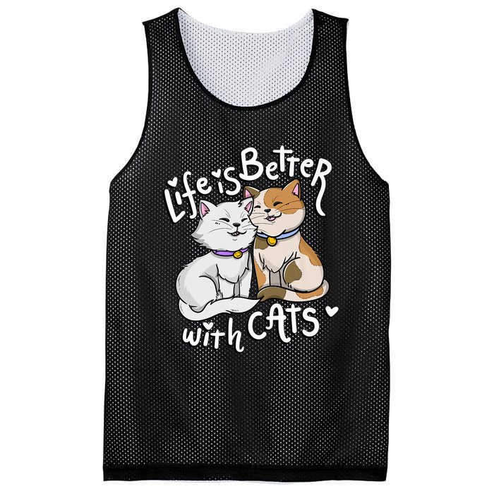 ValentineS Cat Lover Life Is Better With Cats MotherS Day Mesh Reversible Basketball Jersey Tank