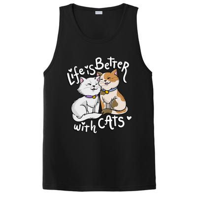 ValentineS Cat Lover Life Is Better With Cats MotherS Day PosiCharge Competitor Tank