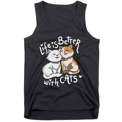 ValentineS Cat Lover Life Is Better With Cats MotherS Day Tank Top