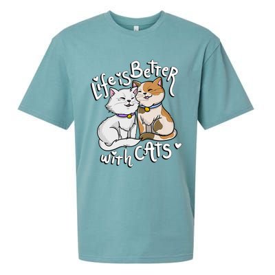 ValentineS Cat Lover Life Is Better With Cats MotherS Day Sueded Cloud Jersey T-Shirt