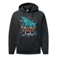 Village Crazy Lady Funny Gift Tiki Hawaiian Polynesian Performance Fleece Hoodie