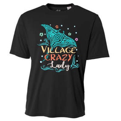 Village Crazy Lady Funny Gift Tiki Hawaiian Polynesian Cooling Performance Crew T-Shirt