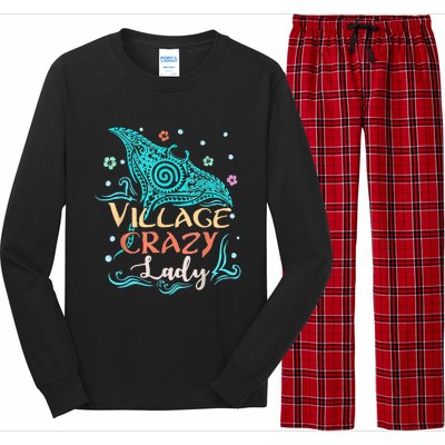 Village Crazy Lady Funny Gift Tiki Hawaiian Polynesian Long Sleeve Pajama Set