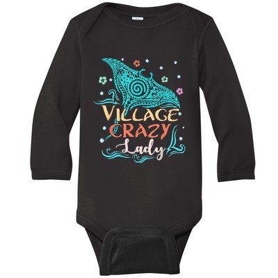 Village Crazy Lady Funny Gift Tiki Hawaiian Polynesian Baby Long Sleeve Bodysuit