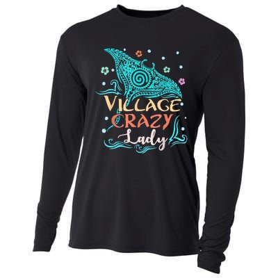 Village Crazy Lady Funny Gift Tiki Hawaiian Polynesian Cooling Performance Long Sleeve Crew