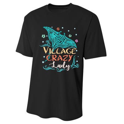 Village Crazy Lady Funny Gift Tiki Hawaiian Polynesian Performance Sprint T-Shirt