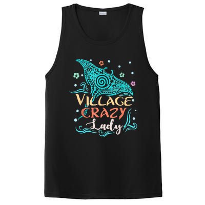 Village Crazy Lady Funny Gift Tiki Hawaiian Polynesian PosiCharge Competitor Tank