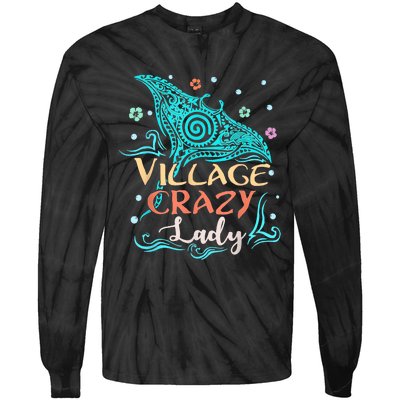 Village Crazy Lady Funny Gift Tiki Hawaiian Polynesian Tie-Dye Long Sleeve Shirt