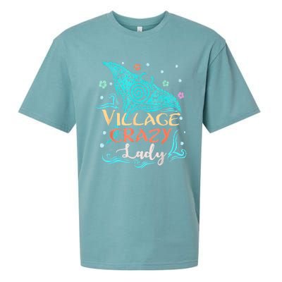 Village Crazy Lady Funny Gift Tiki Hawaiian Polynesian Sueded Cloud Jersey T-Shirt