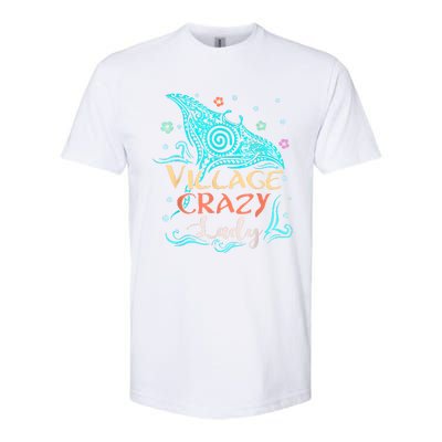 Village Crazy Lady Funny Gift Tiki Hawaiian Polynesian Softstyle CVC T-Shirt