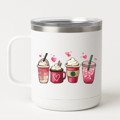 Valentine Coffee Lover Heart Valentines Day Funny Gift 12 oz Stainless Steel Tumbler Cup