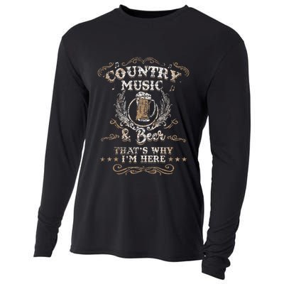 Vintage Country Music And Beer Thats Why Im Here Legends Cooling Performance Long Sleeve Crew