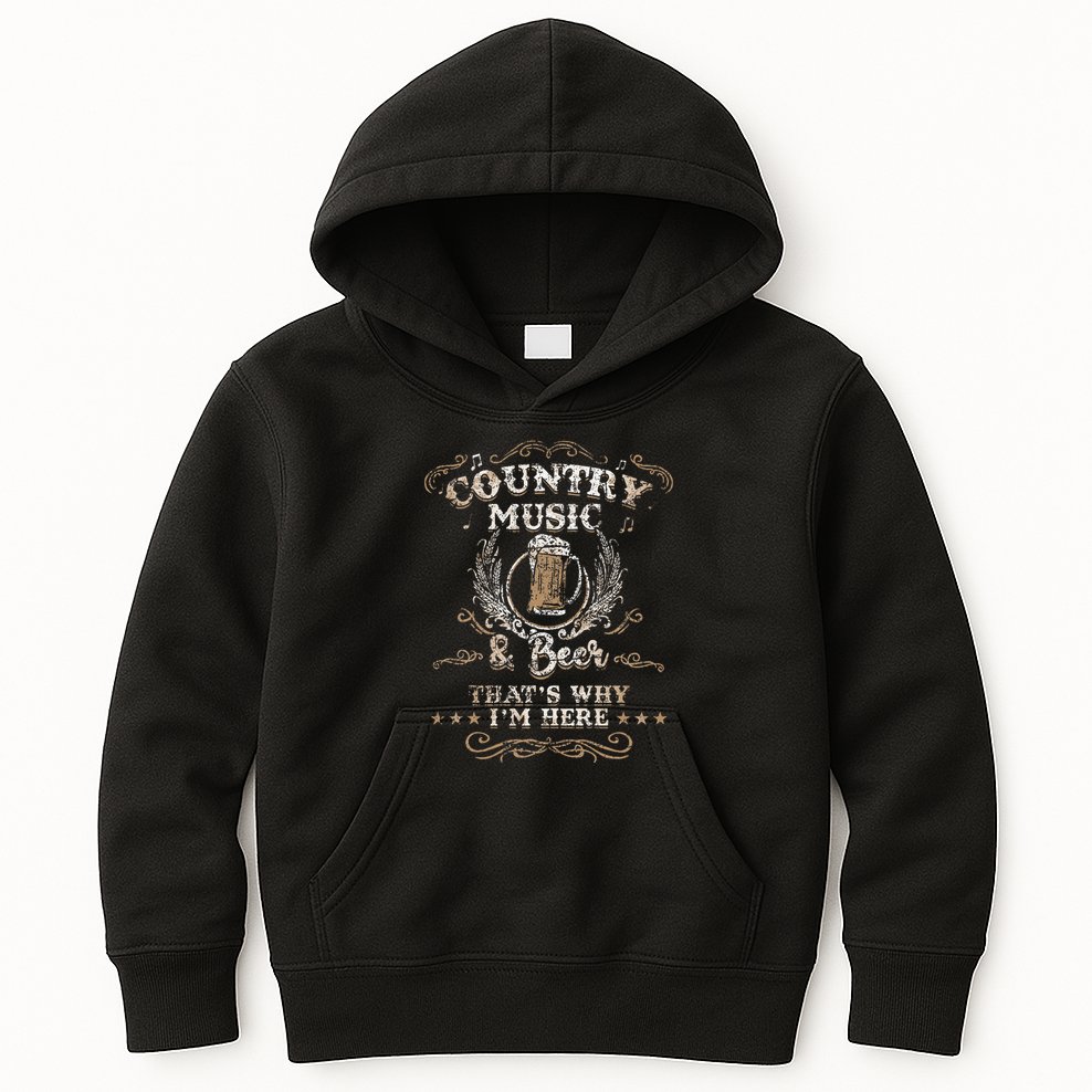 Vintage Country Music And Beer Thats Why Im Here Legends Kids Hoodie