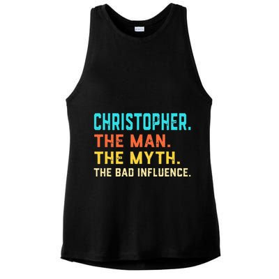 Vintage Christopher Man Myth The Bad Influence First Name Ladies PosiCharge Tri-Blend Wicking Tank