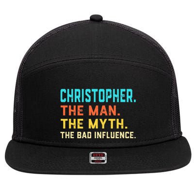 Vintage Christopher Man Myth The Bad Influence First Name 7 Panel Mesh Trucker Snapback Hat