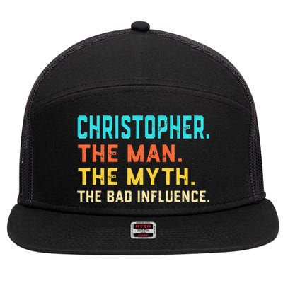 Vintage Christopher Man Myth The Bad Influence First Name 7 Panel Mesh Trucker Snapback Hat