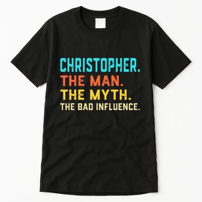 Vintage Christopher Man Myth The Bad Influence First Name Tall T-Shirt