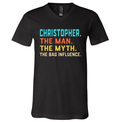 Vintage Christopher Man Myth The Bad Influence First Name V-Neck T-Shirt