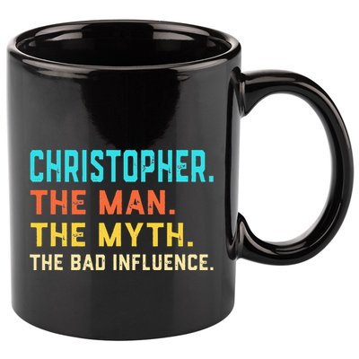 Vintage Christopher Man Myth The Bad Influence First Name 11oz C Handle Ceramic Mug