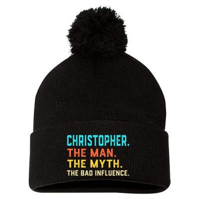 Vintage Christopher Man Myth The Bad Influence First Name Pom Pom 12in Knit Beanie