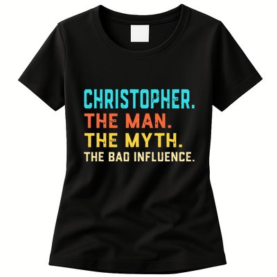 Vintage Christopher Man Myth The Bad Influence First Name Womens T-Shirt