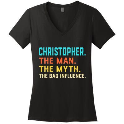 Vintage Christopher Man Myth The Bad Influence First Name Women's V-Neck T-Shirt