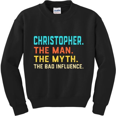Vintage Christopher Man Myth The Bad Influence First Name Kids Sweatshirt