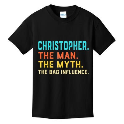 Vintage Christopher Man Myth The Bad Influence First Name Kids T-Shirt