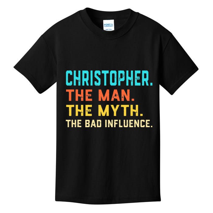 Vintage Christopher Man Myth The Bad Influence First Name Kids T-Shirt