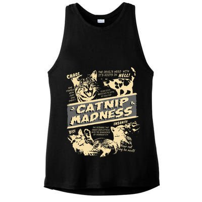 Vintage Catnip Madness Cute Kitten Funny Cat Men Women Ladies PosiCharge Tri-Blend Wicking Tank