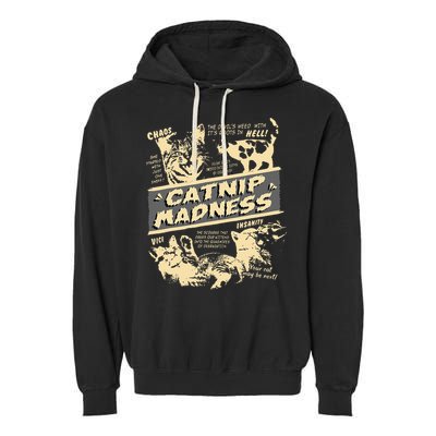 Vintage Catnip Madness Cute Kitten Funny Cat Men Women Garment-Dyed Fleece Hoodie