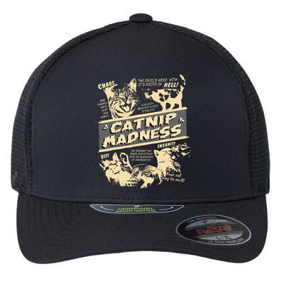 Vintage Catnip Madness Cute Kitten Funny Cat Men Women Flexfit Unipanel Trucker Cap