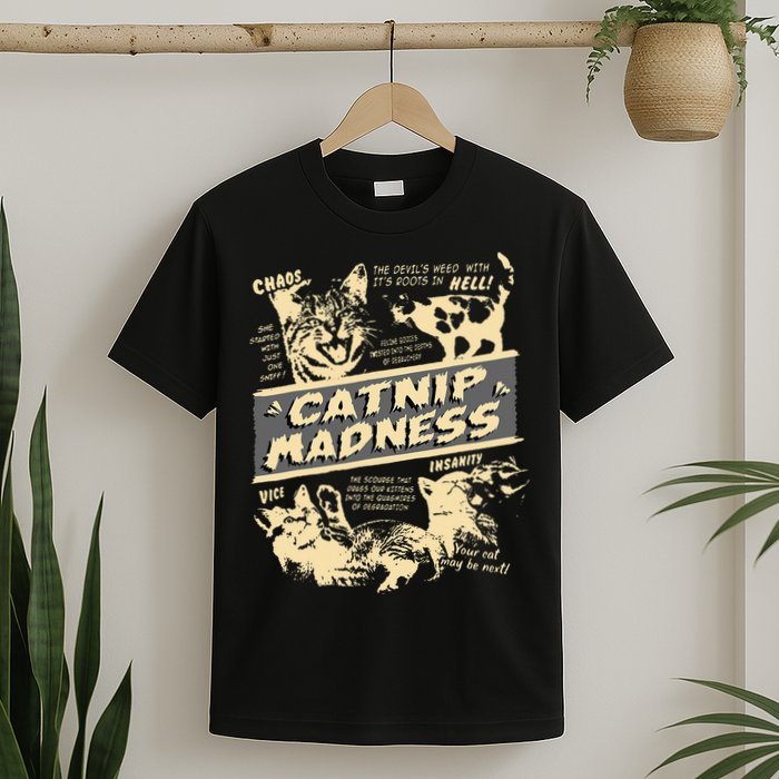 Vintage Catnip Madness Cute Kitten Funny Cat Men Women T-Shirt