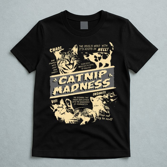 Vintage Catnip Madness Cute Kitten Funny Cat Men Women T-Shirt