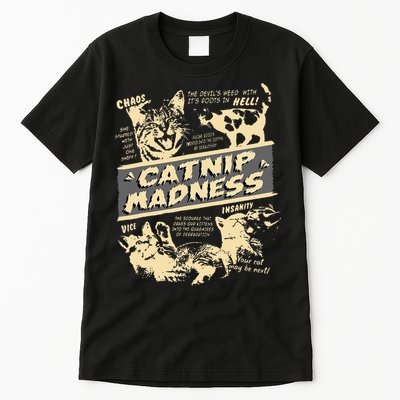 Vintage Catnip Madness Cute Kitten Funny Cat Men Women Tall T-Shirt