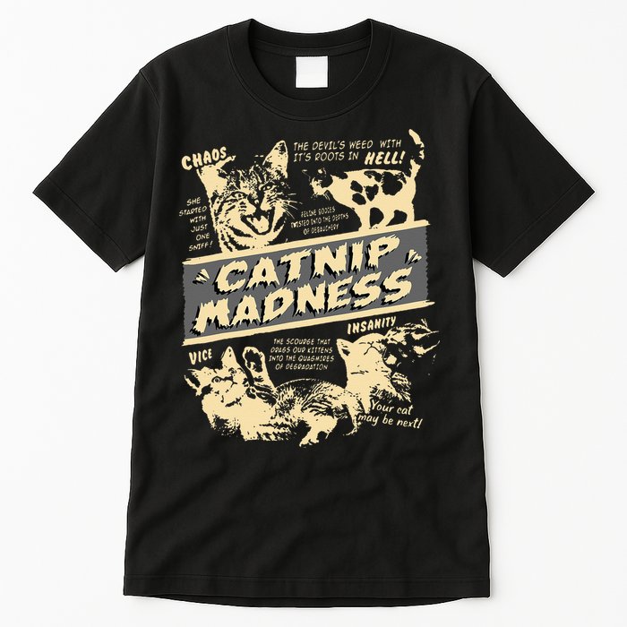 Vintage Catnip Madness Cute Kitten Funny Cat Men Women Tall T-Shirt