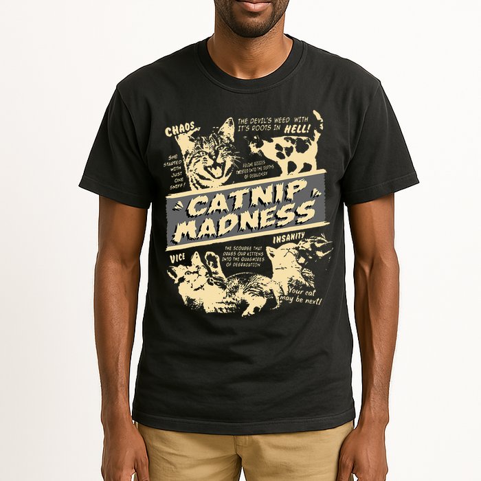 Vintage Catnip Madness Cute Kitten Funny Cat Men Women Tall T-Shirt