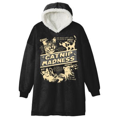 Vintage Catnip Madness Cute Kitten Funny Cat Men Women Hooded Wearable Blanket