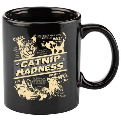 Vintage Catnip Madness Cute Kitten Funny Cat Men Women 11oz C Handle Ceramic Mug