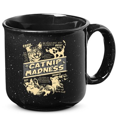 Vintage Catnip Madness Cute Kitten Funny Cat Men Women 15oz Campfire Ceramic Mug