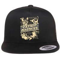 Vintage Catnip Madness Cute Kitten Funny Cat Men Women Flat Bill Trucker Hat
