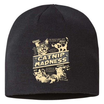Vintage Catnip Madness Cute Kitten Funny Cat Men Women Sustainable Beanie