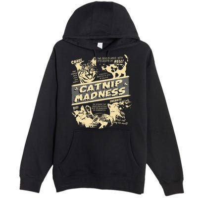 Vintage Catnip Madness Cute Kitten Funny Cat Men Women Premium Pullover Hoodie