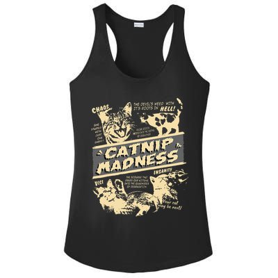 Vintage Catnip Madness Cute Kitten Funny Cat Men Women Ladies PosiCharge Competitor Racerback Tank