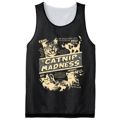 Vintage Catnip Madness Cute Kitten Funny Cat Men Women Mesh Reversible Basketball Jersey Tank